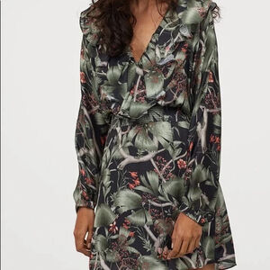 H&M Johanna Ortiz Womens Floral Print Long Sleeve Dress Large